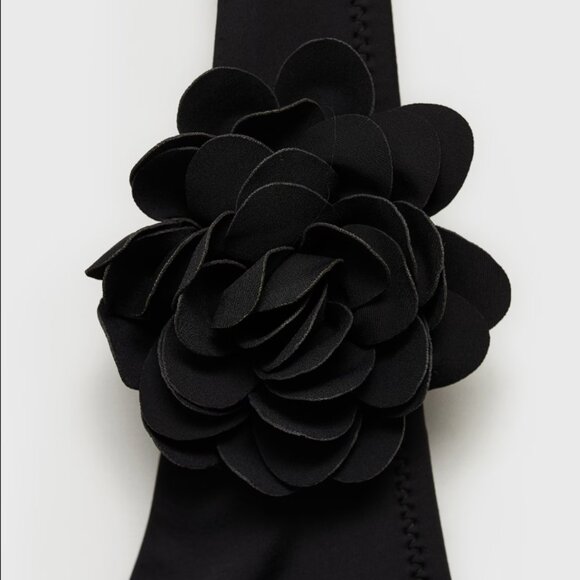 NWT Mango Swimsuit with flower detail in Black Size Small - Picture 5 of 8